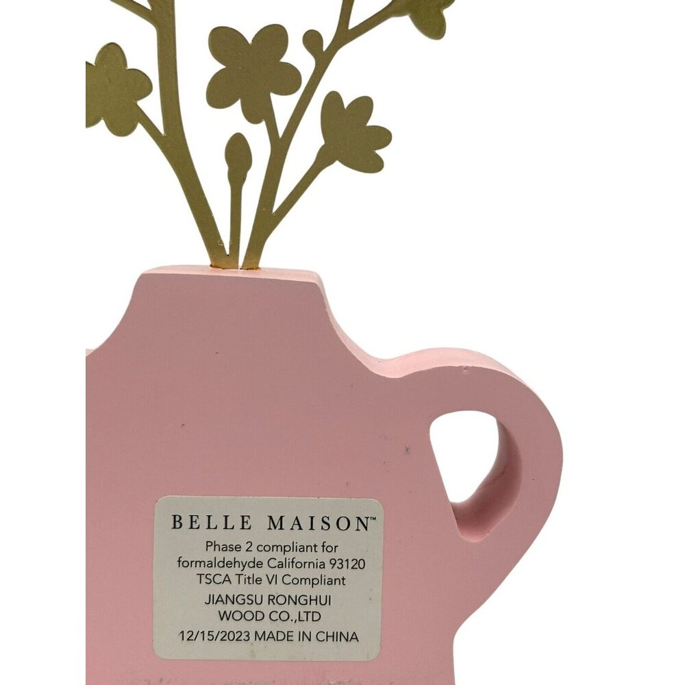 Belle Maison Wooden Decor Flower Pot With Metal Petals Pink Always My Mother - Picture 4 of 7